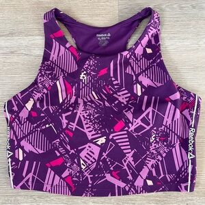 XL Reebok Multi Print Purple Padless Sports Bra